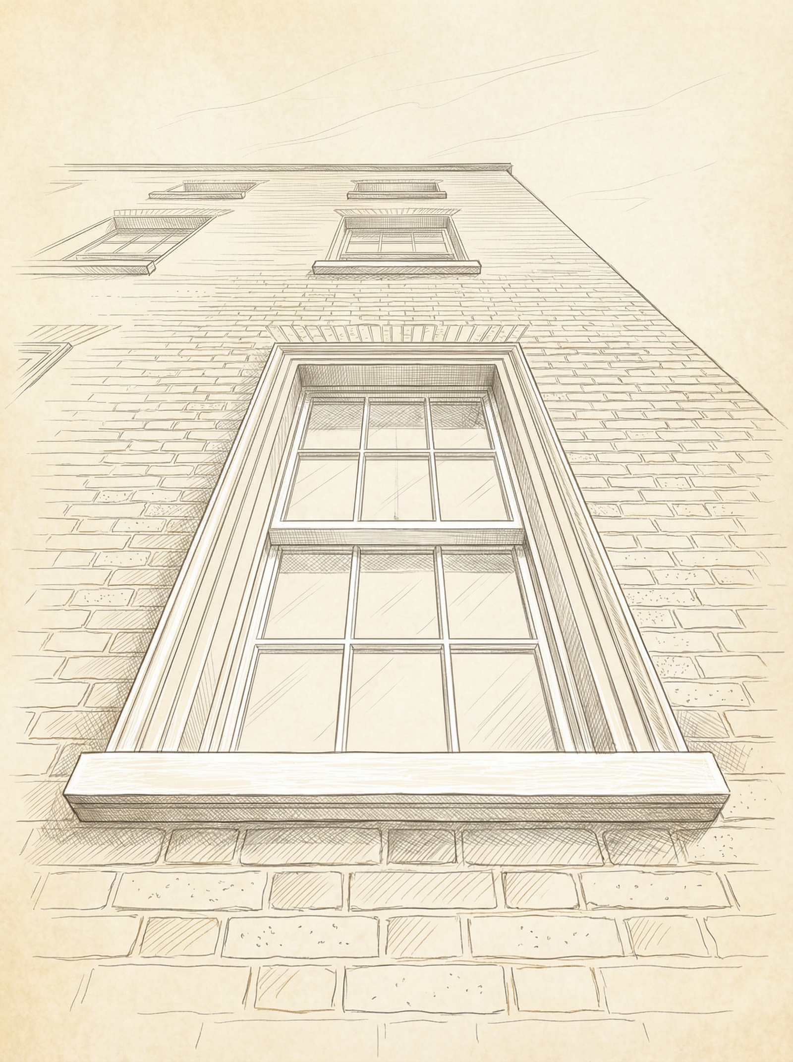 Period façade with original sash windows